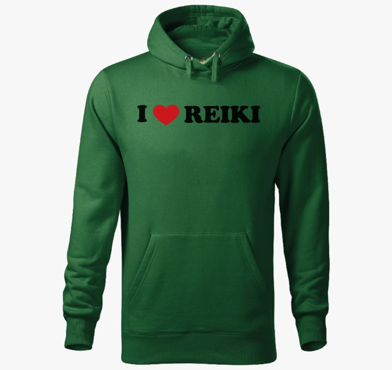 I love reiki kapucnis pulóver — Üvegzöld
