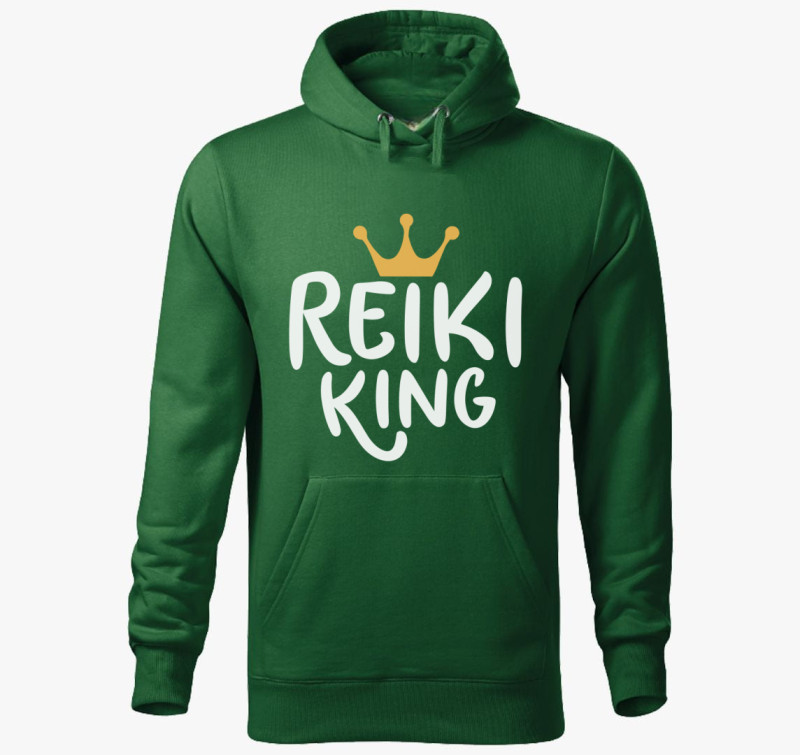 Reiki king fehér kapucnis pulóver — Üvegzöld