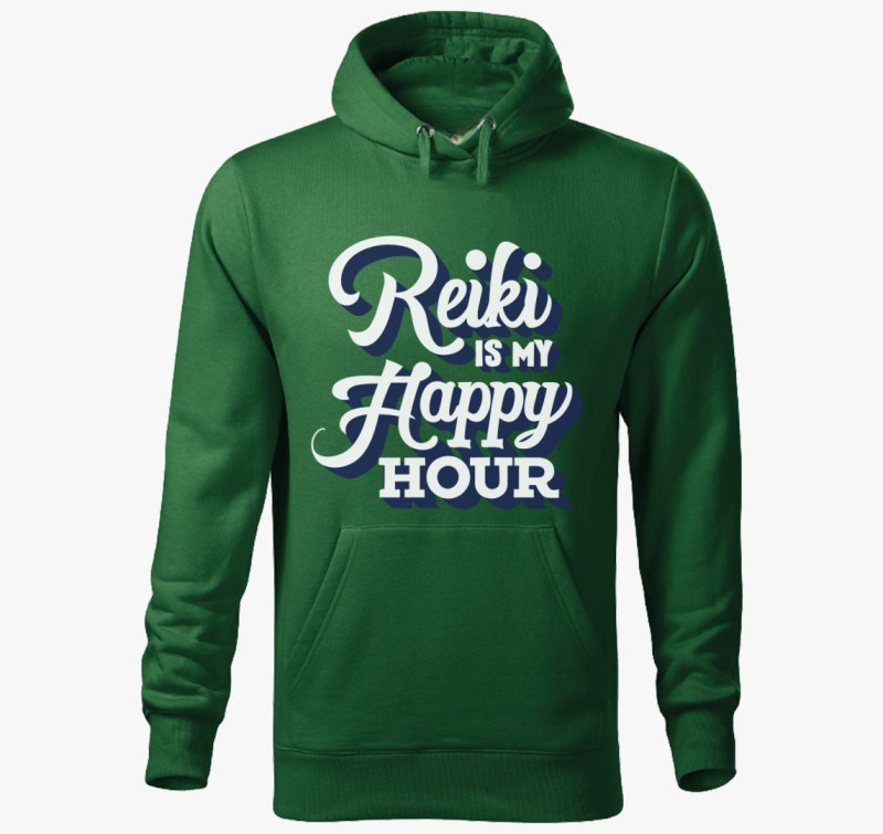 Reiki is my happy hour kapucnis pulóver — Üvegzöld