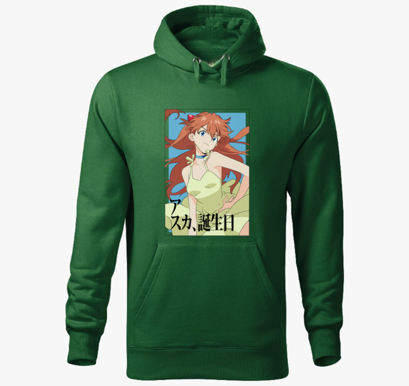 Neon Genesis Evangelion - Asuka kapucnis pulóver — Üvegzöld