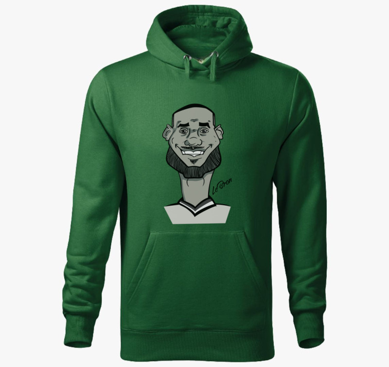 LeBron caricature kapucnis pulóver — Üvegzöld