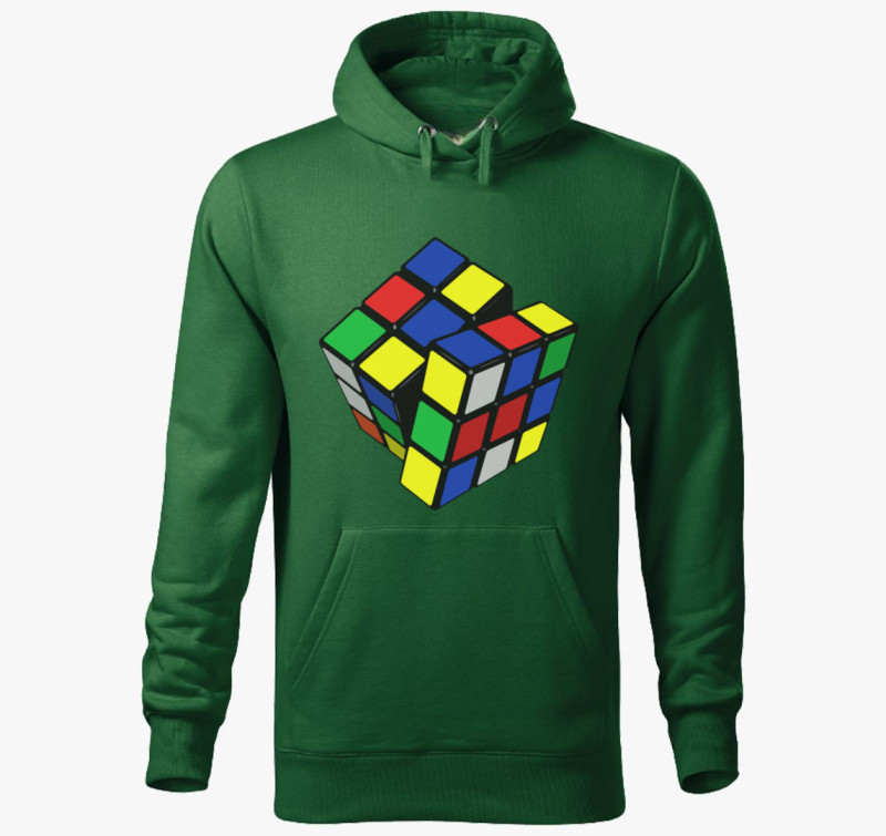 Rubik kockás kapucnis pulóver — Üvegzöld