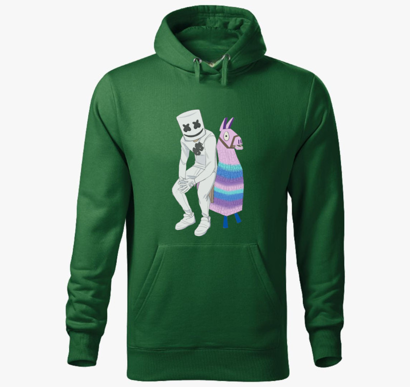 Fortnite Marshmello kapucnis pulóver — Üvegzöld