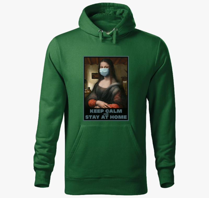 Maszkos Mona Lisa kapucnis pulóver — Üvegzöld