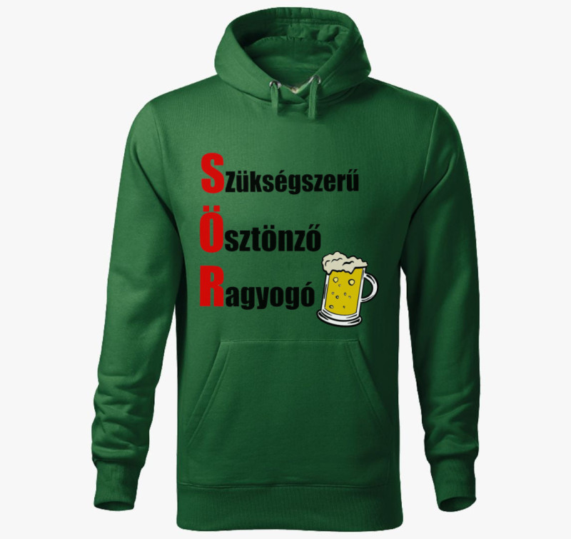 Kredit kapitány sörös kapucnis pulóverja — Üvegzöld