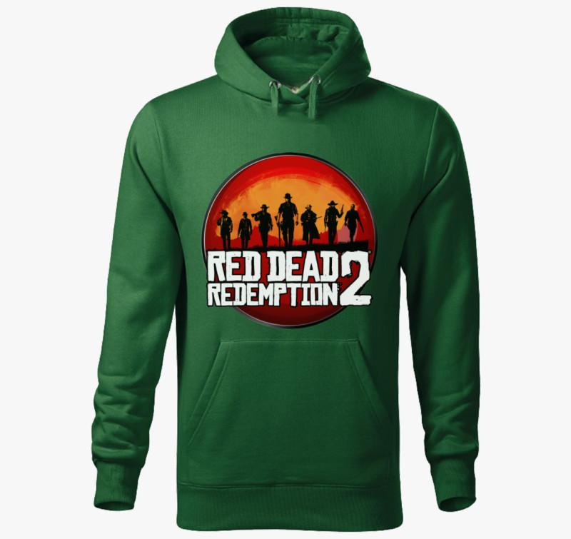 Red Dead Redemption 2 kapucnis pulóver — Üvegzöld