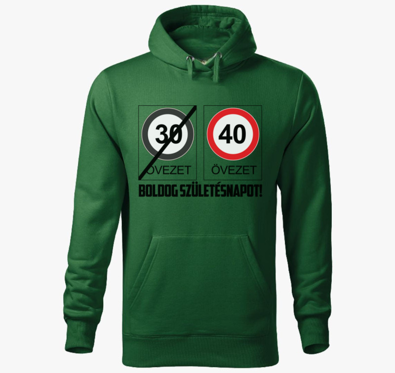 Születésnapi övezet kapucnis pulóver — Üvegzöld