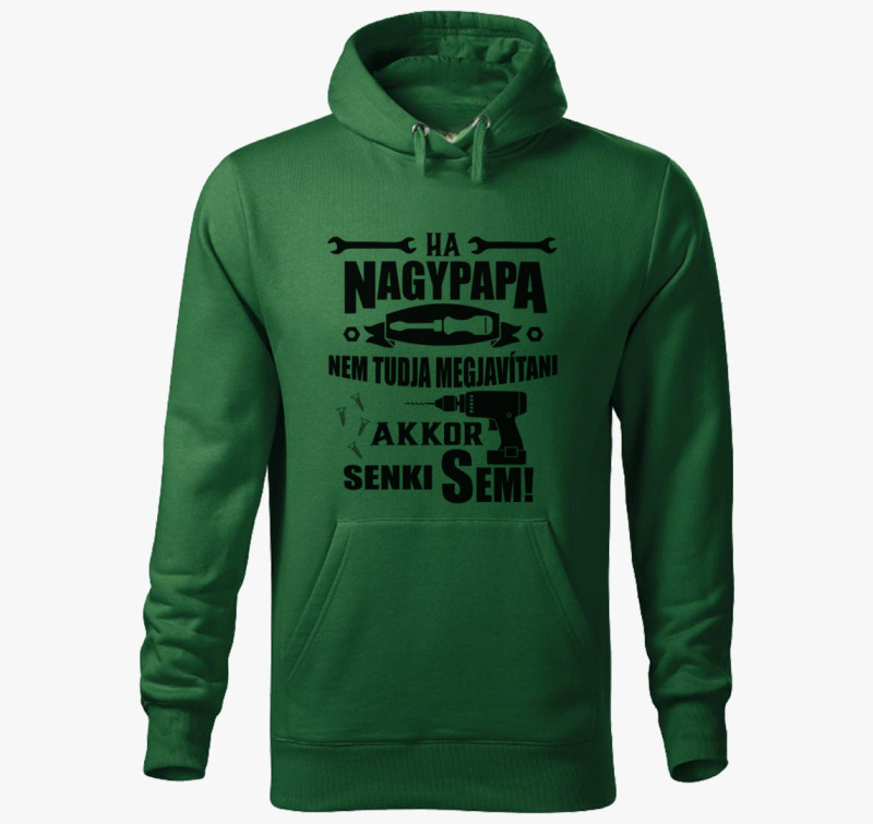 Mester nagypapa kapucnis pulóver — Üvegzöld