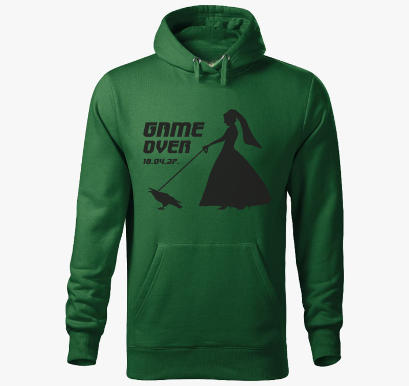 Game Over 2 kapucnis pulóver (női/férfi változatban!) — Üvegzöld