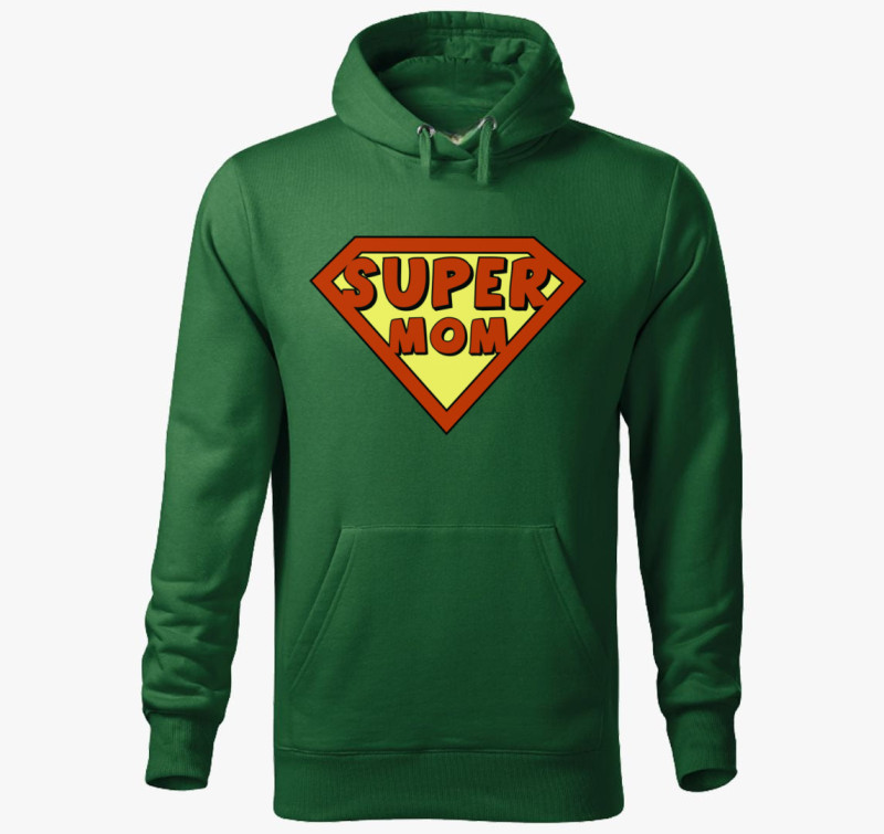 Super Mom kapucnis pulóver — Üvegzöld
