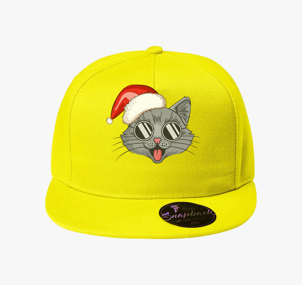 Boldog Macska karácsonyi baseball sapka — Citrom