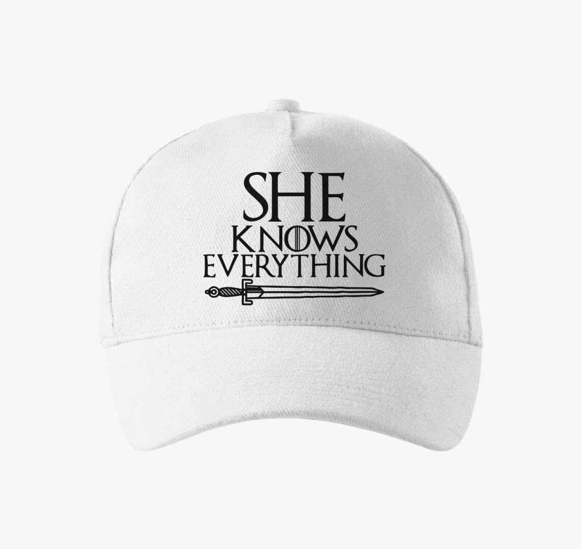 She Knows everything baseball sapka — Fehér