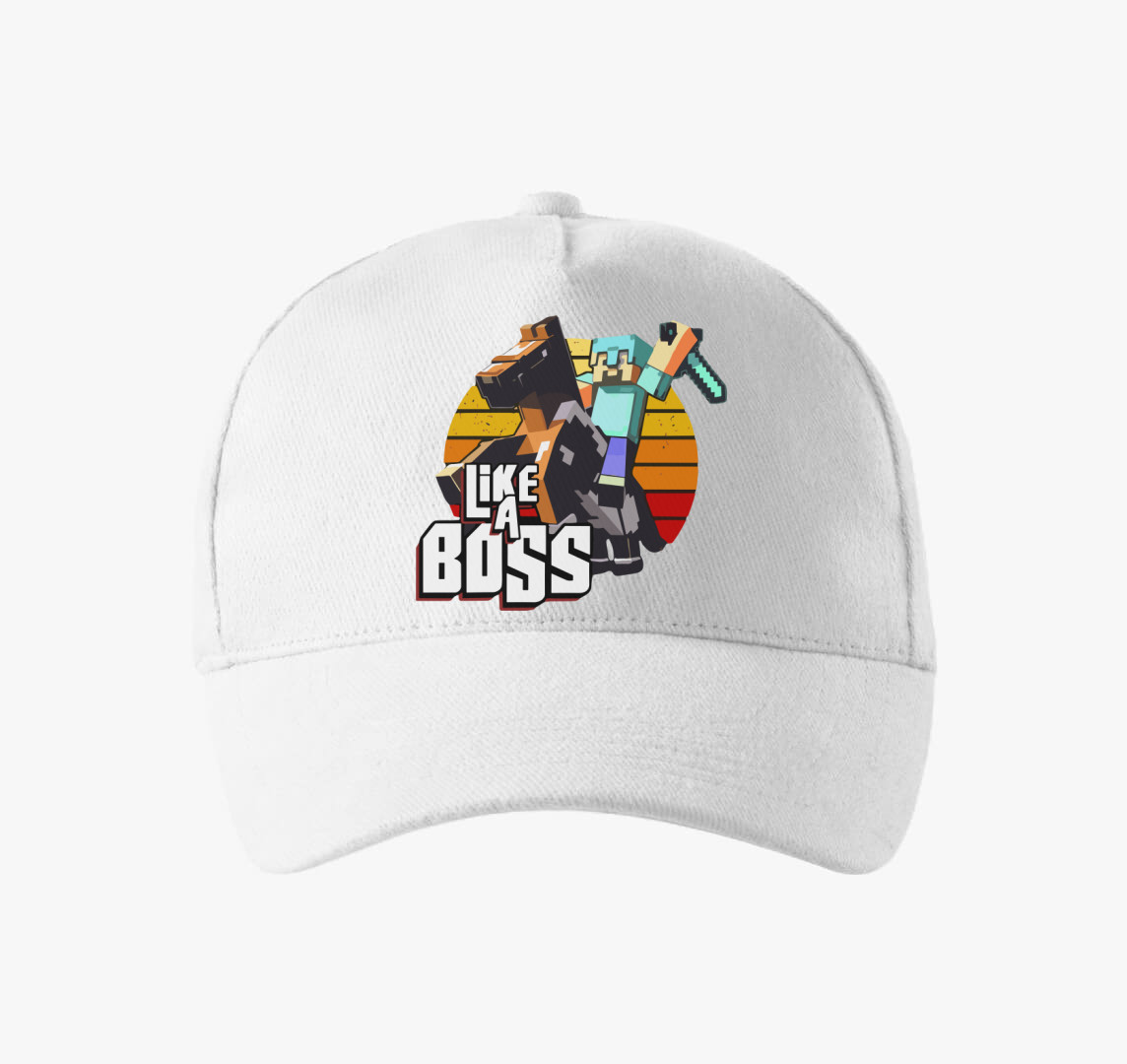 Minecraft Like a boss baseball sapka — Fehér