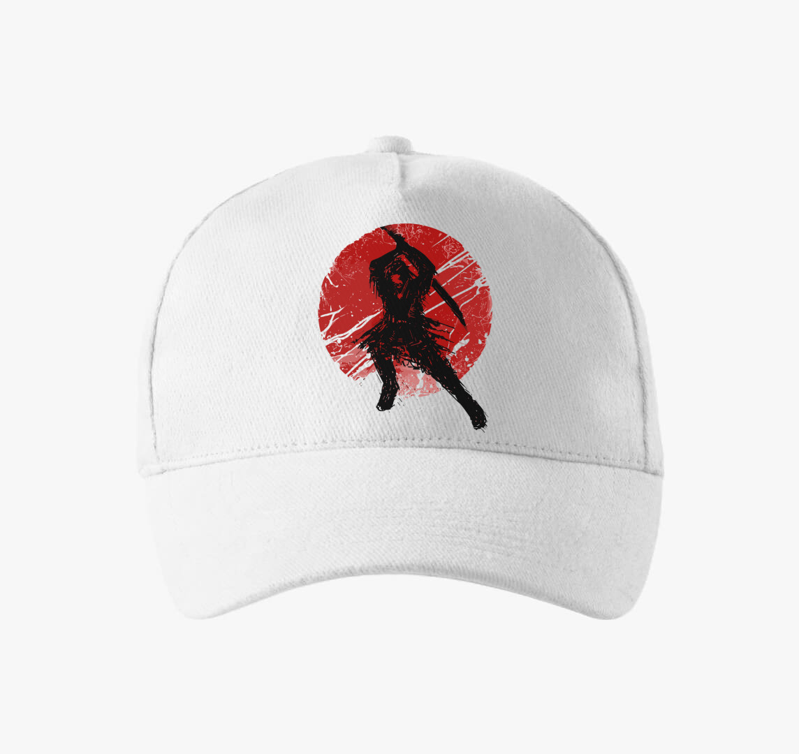 Szamuráj sziluett baseball sapka — Fehér