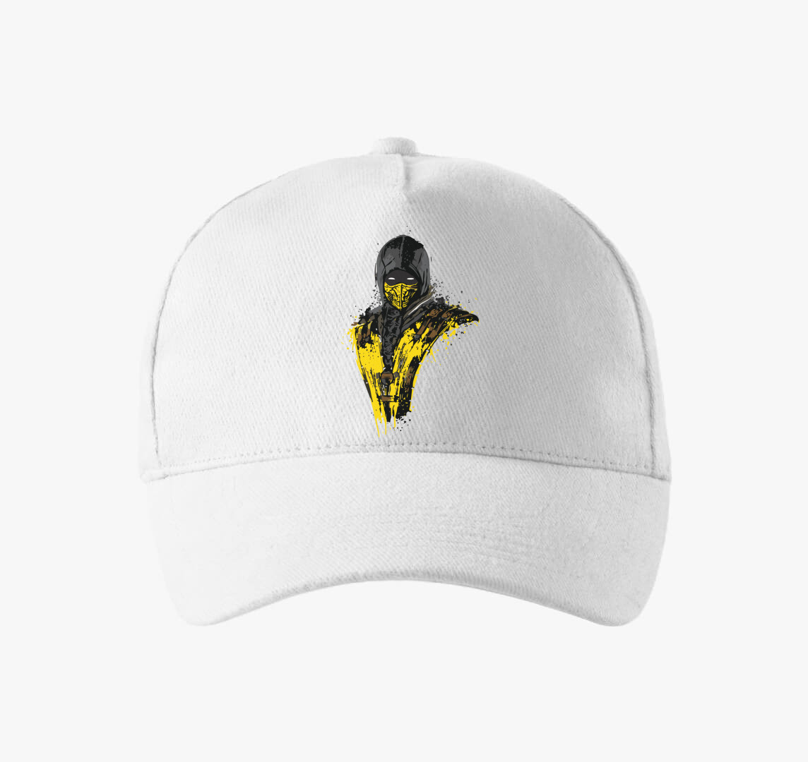 Mortal Kombat Scorpion Dotted baseball sapka — Fehér