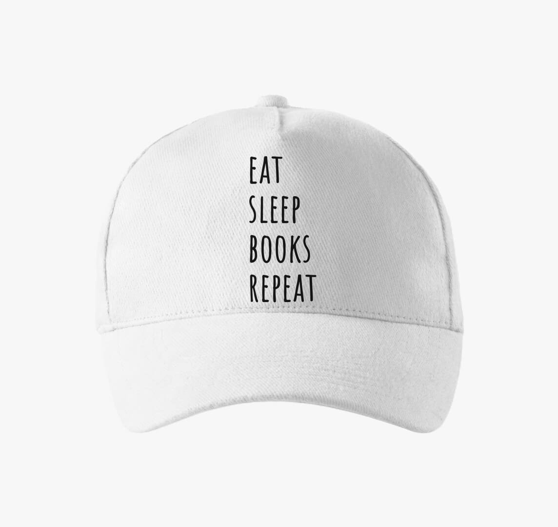 Eat Sleep Books baseball sapka — Fehér