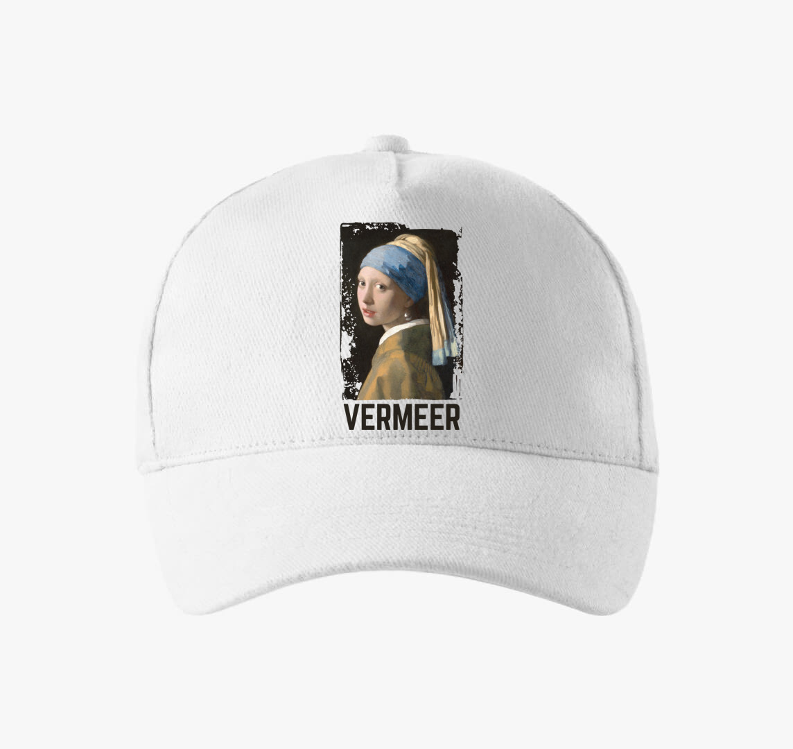 Vermeer Lány gyöngy fülbevalóval baseball sapka — Fehér