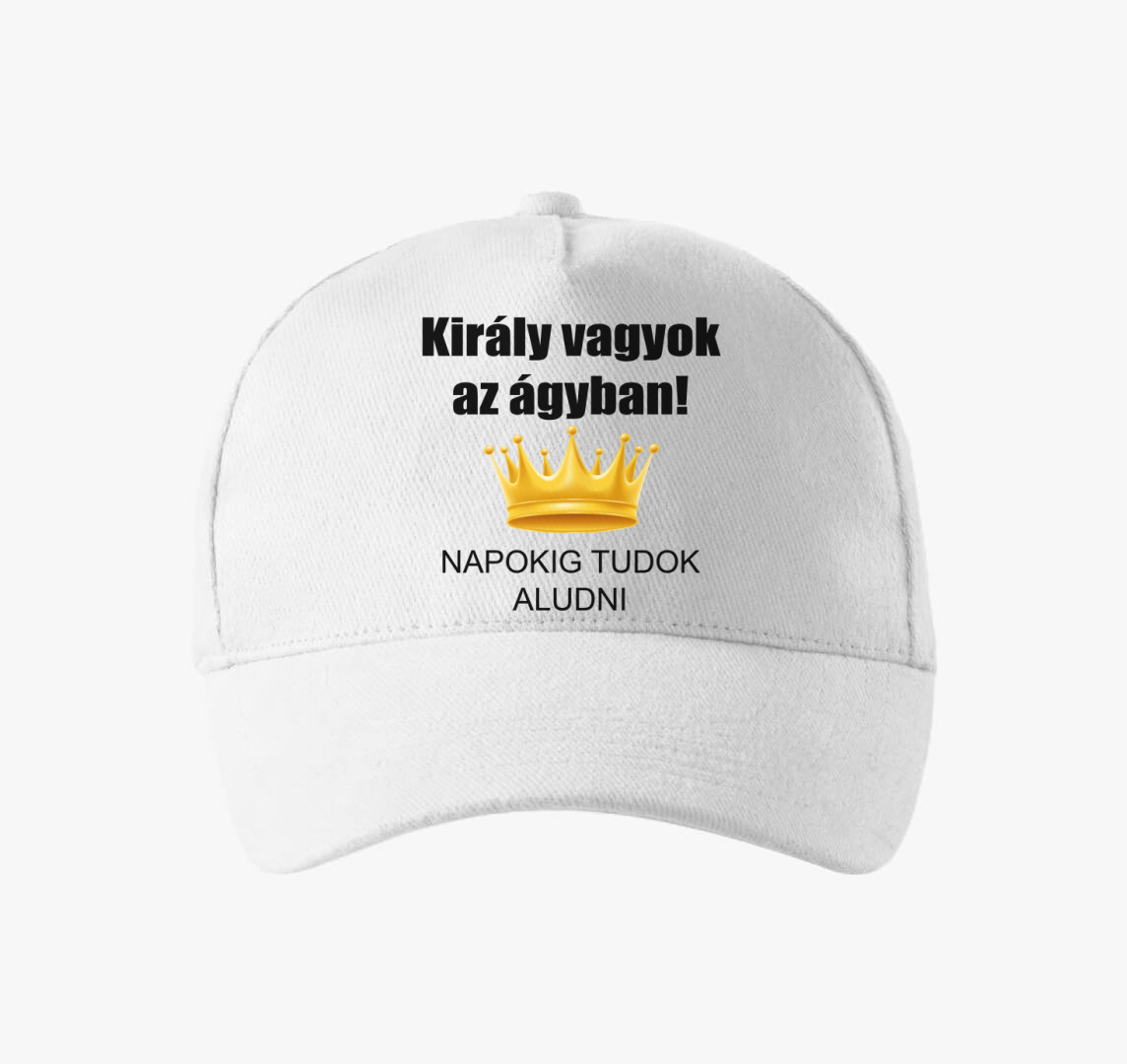 Király vagyok az ágyban! baseball sapka — Fehér