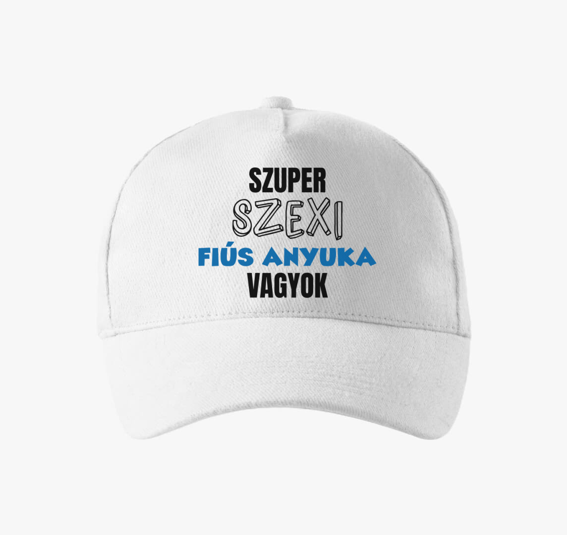Szuper szexi fiús anyuka vagyok baseball sapka — Fehér