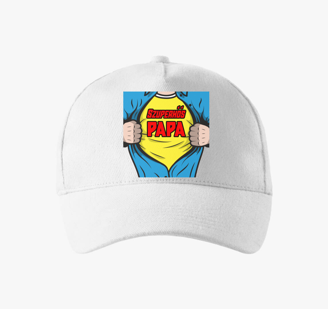 Szuperhős Papa baseball sapka — Fehér