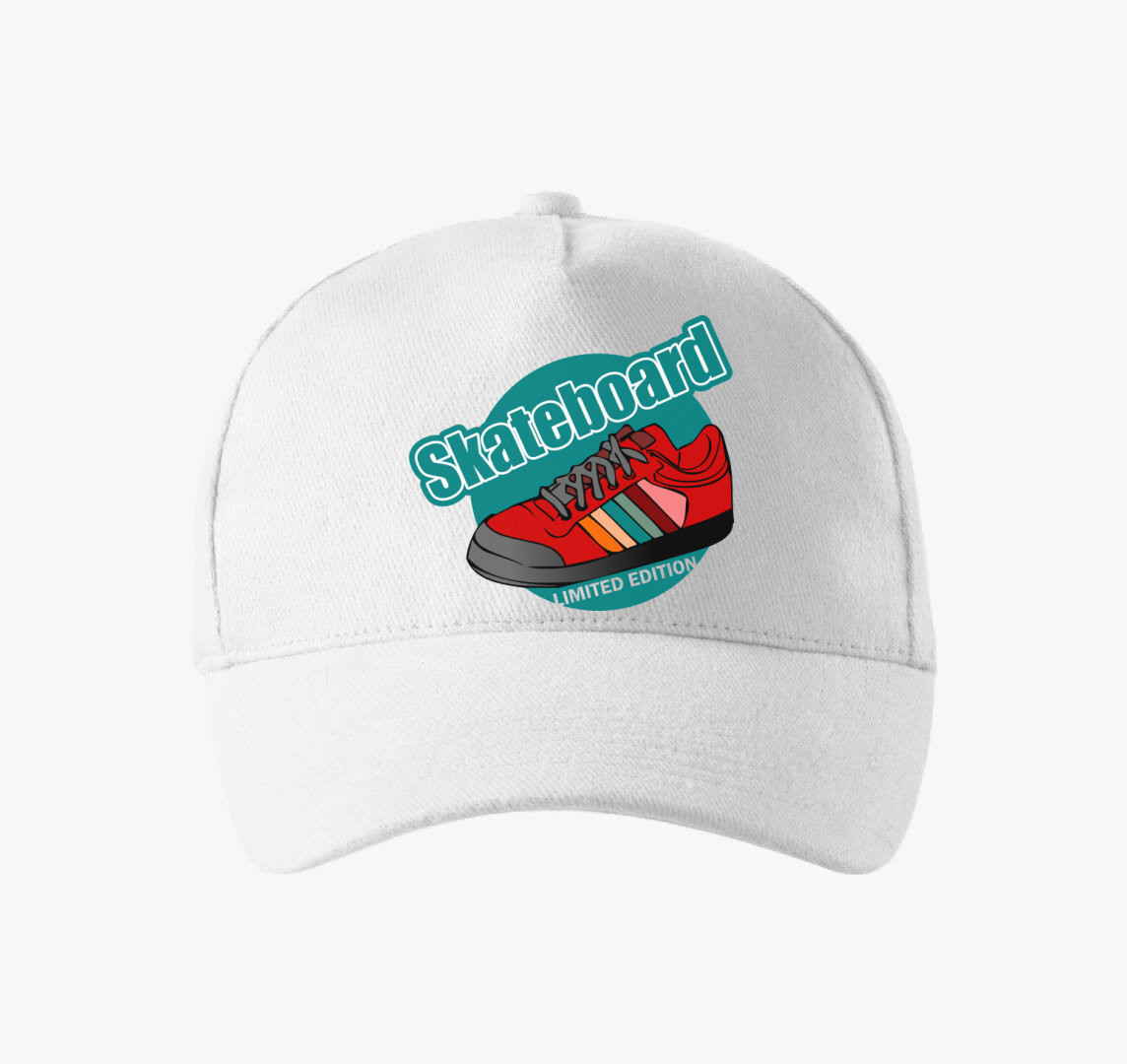 Gördeszka mintás baseball sapka — Fehér