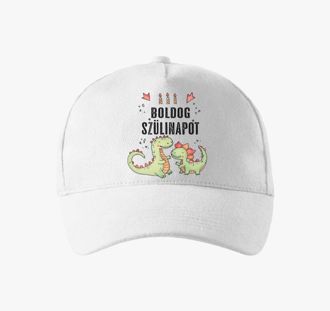 Dinós Szülinap baseball sapka — Fehér