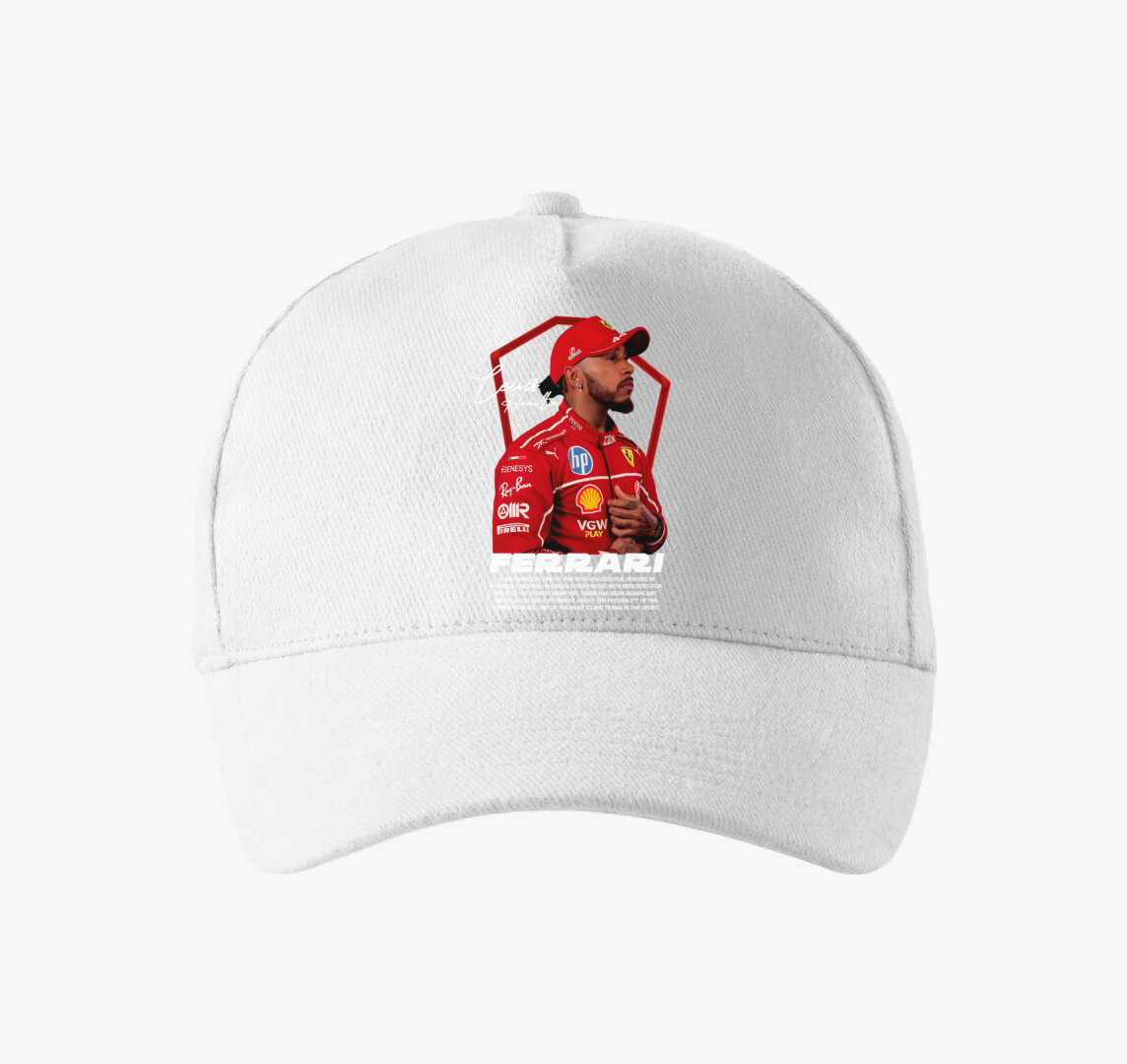 Lewis Hamilton Ferrari Arckép baseball sapka — Fehér