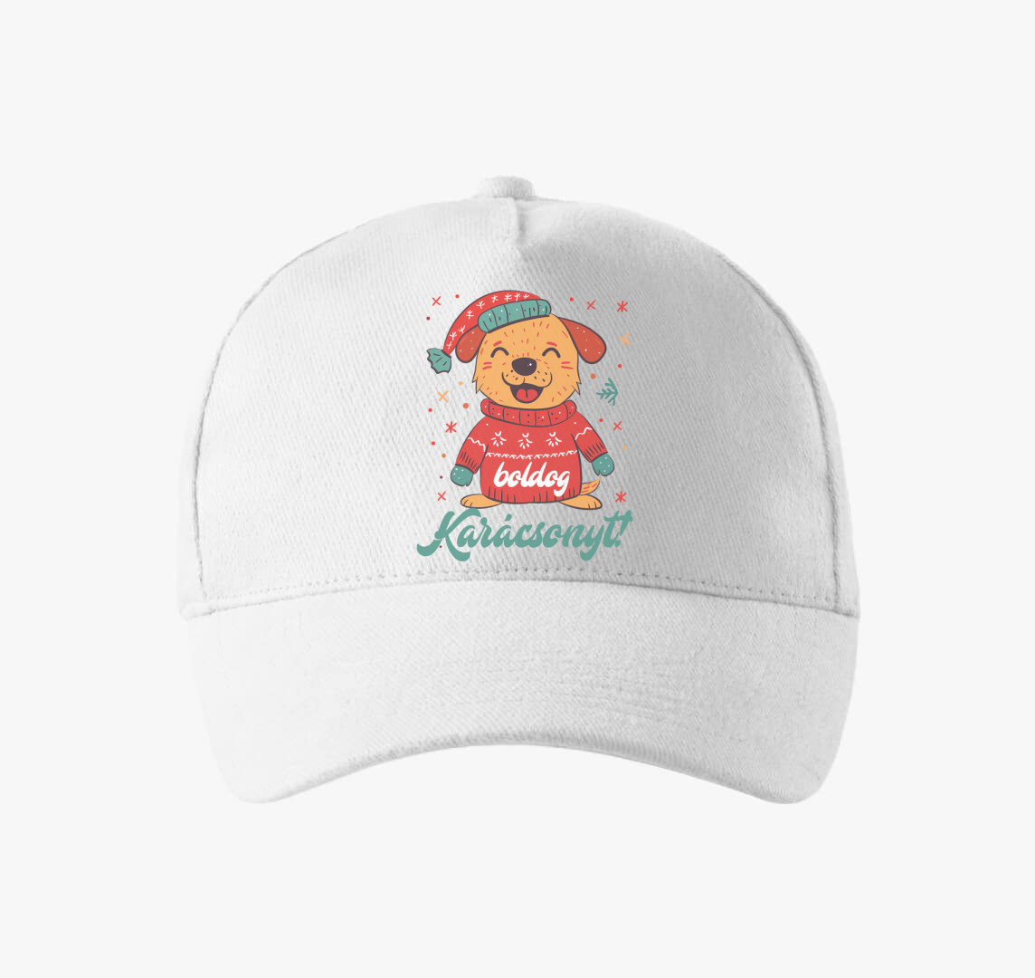 Boldog Karácsonyt Kutyás baseball sapka — Fehér