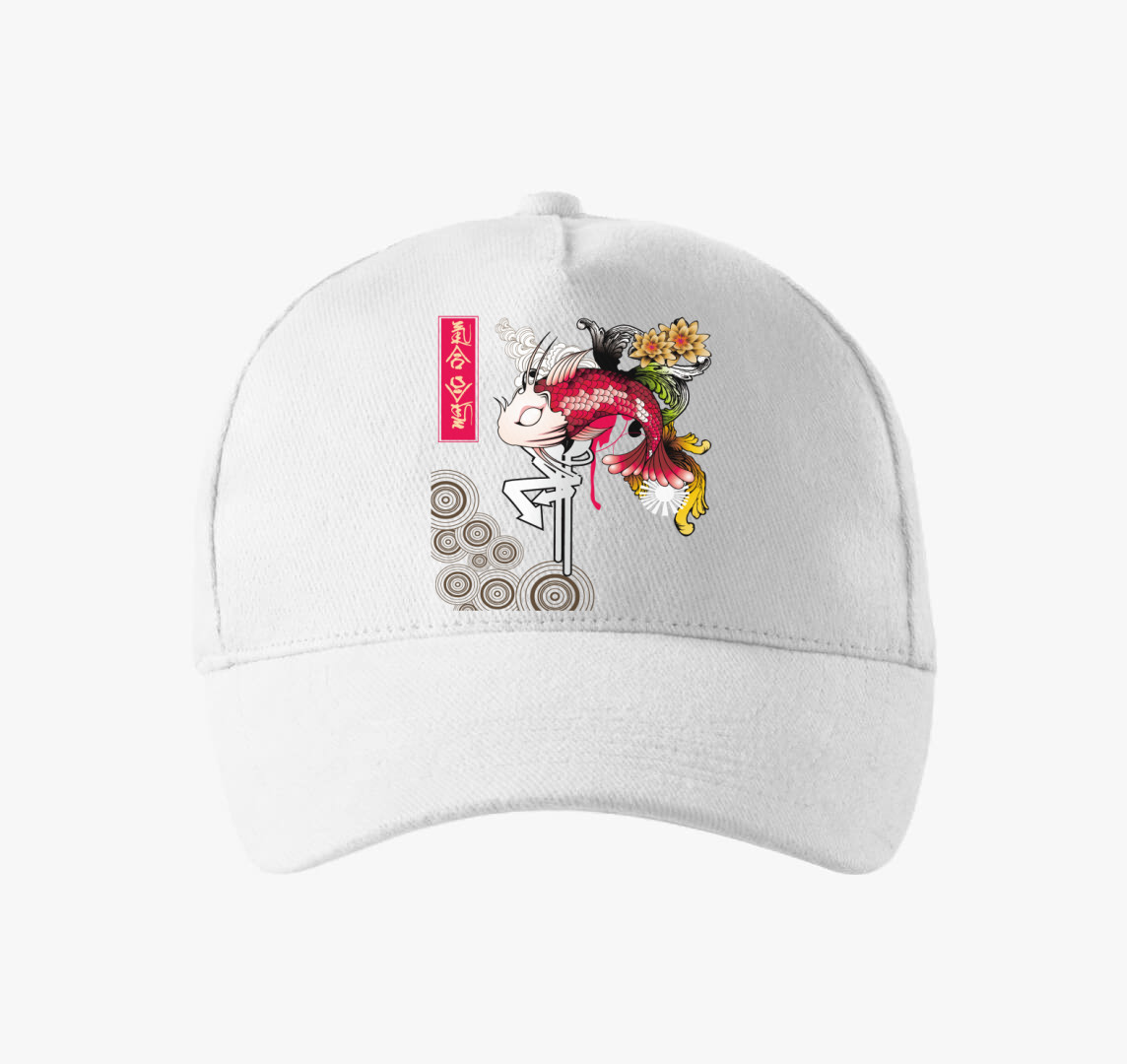 Japán koi pontyos baseball sapka — Fehér