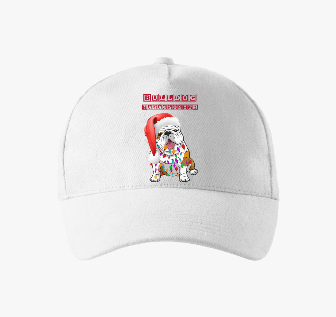 Bulldog Karácsonyt baseball sapka — Fehér
