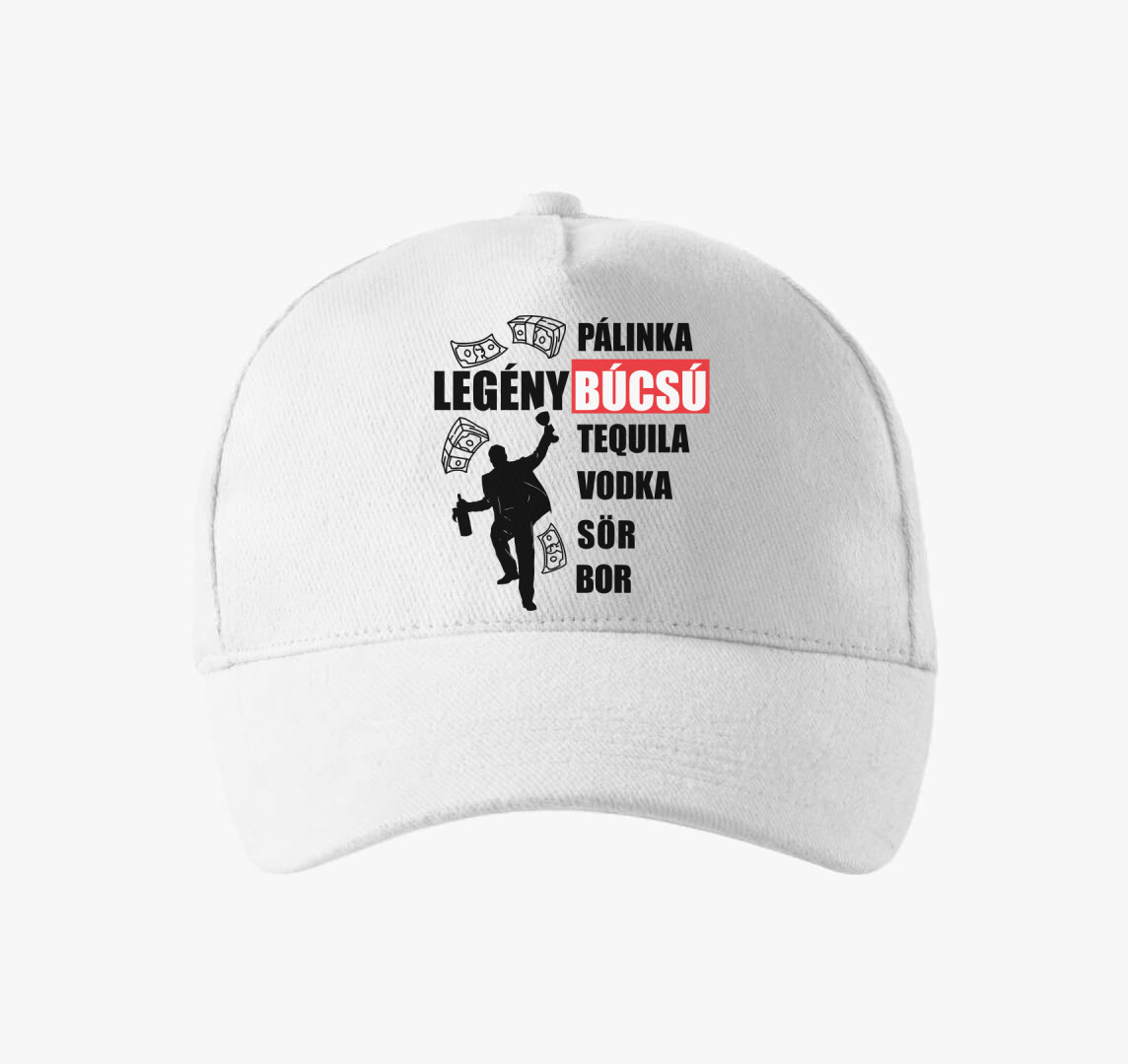 Legénybúcsú italokkal baseball sapka — Fehér