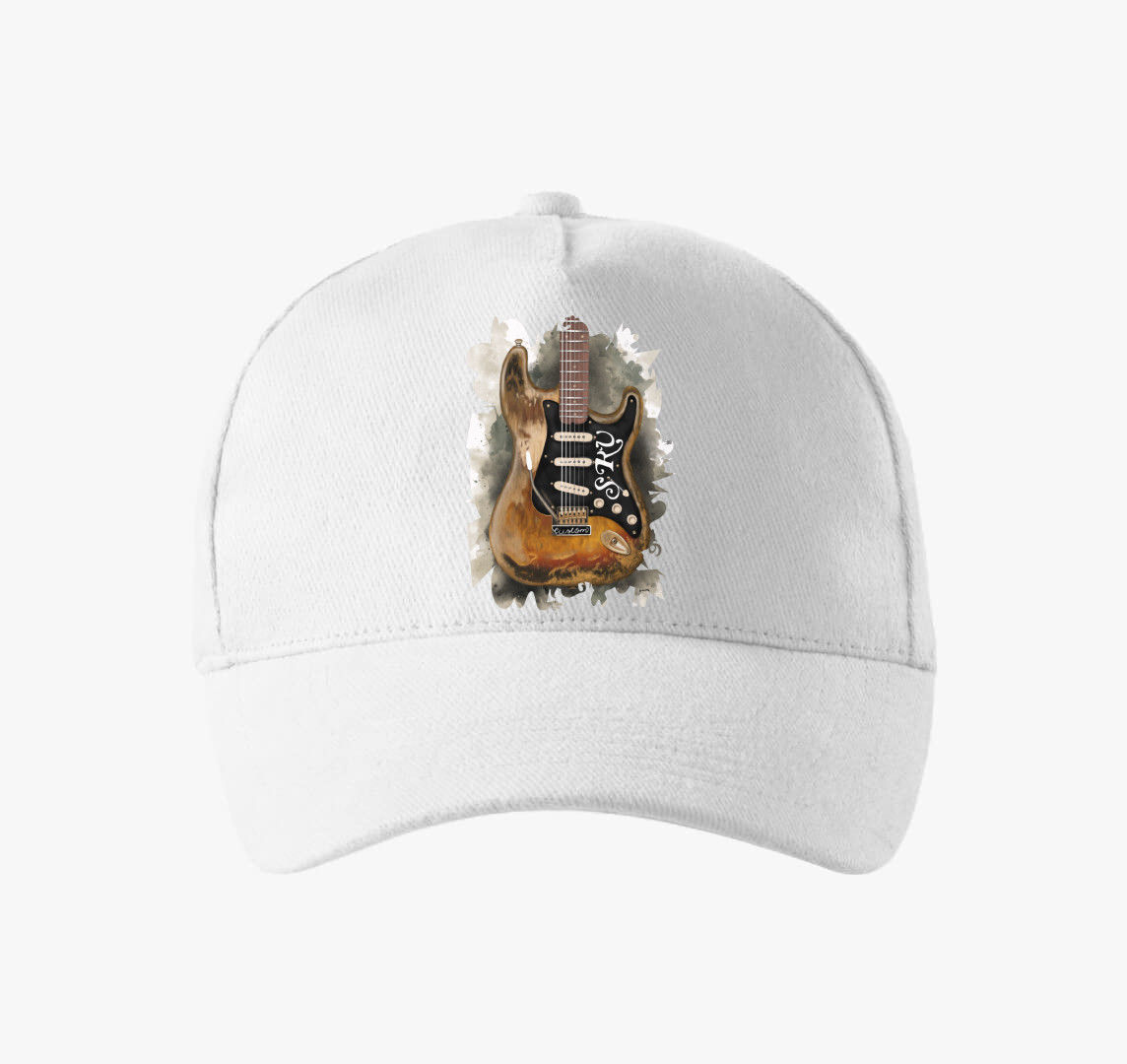 Stevie Ray Vaughan gitár baseball sapka — Fehér