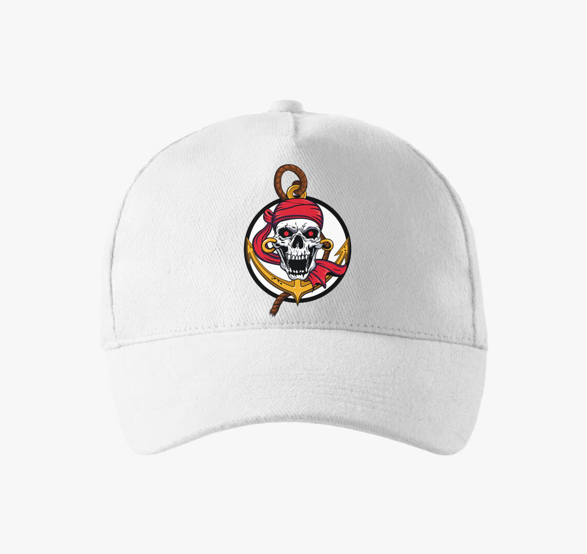 Pirate skull baseball sapka — Fehér