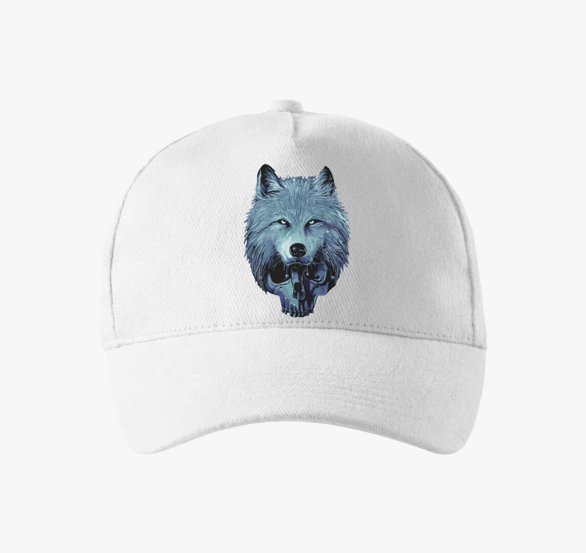 Skull wolf baseball sapka — Fehér