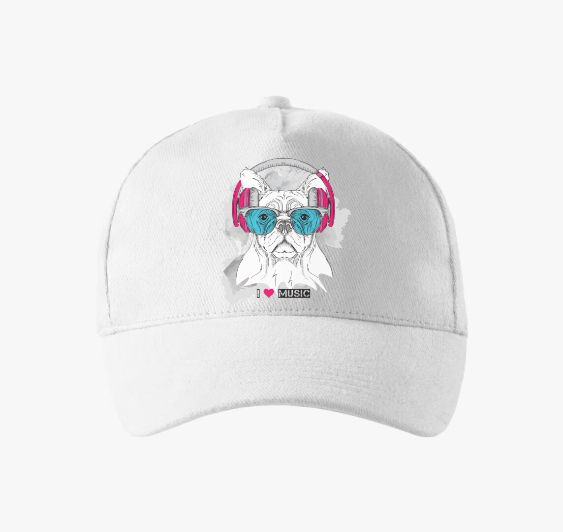 Frenchie music baseball sapka — Fehér