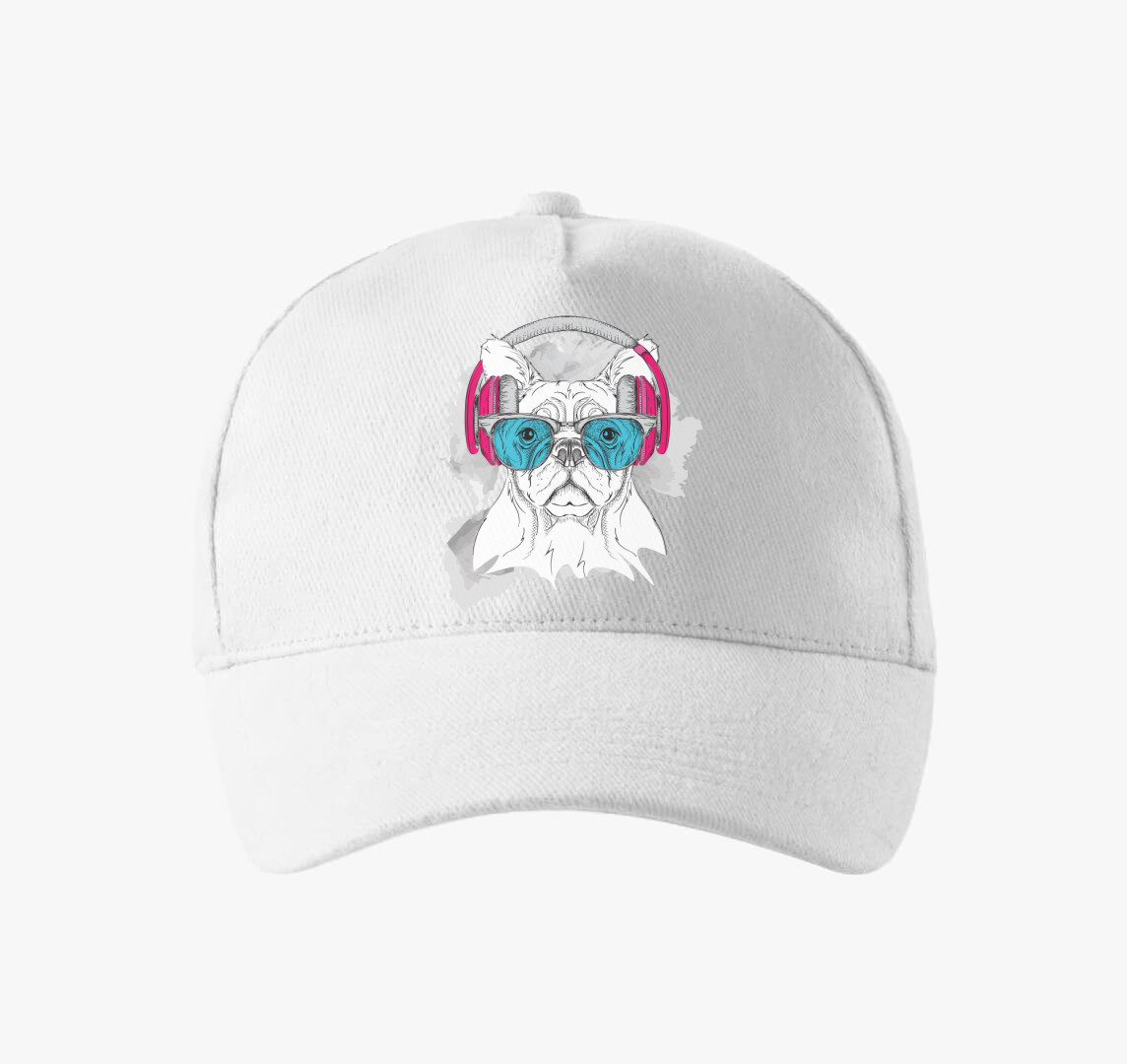 Frenchie Headphones baseball sapka — Fehér