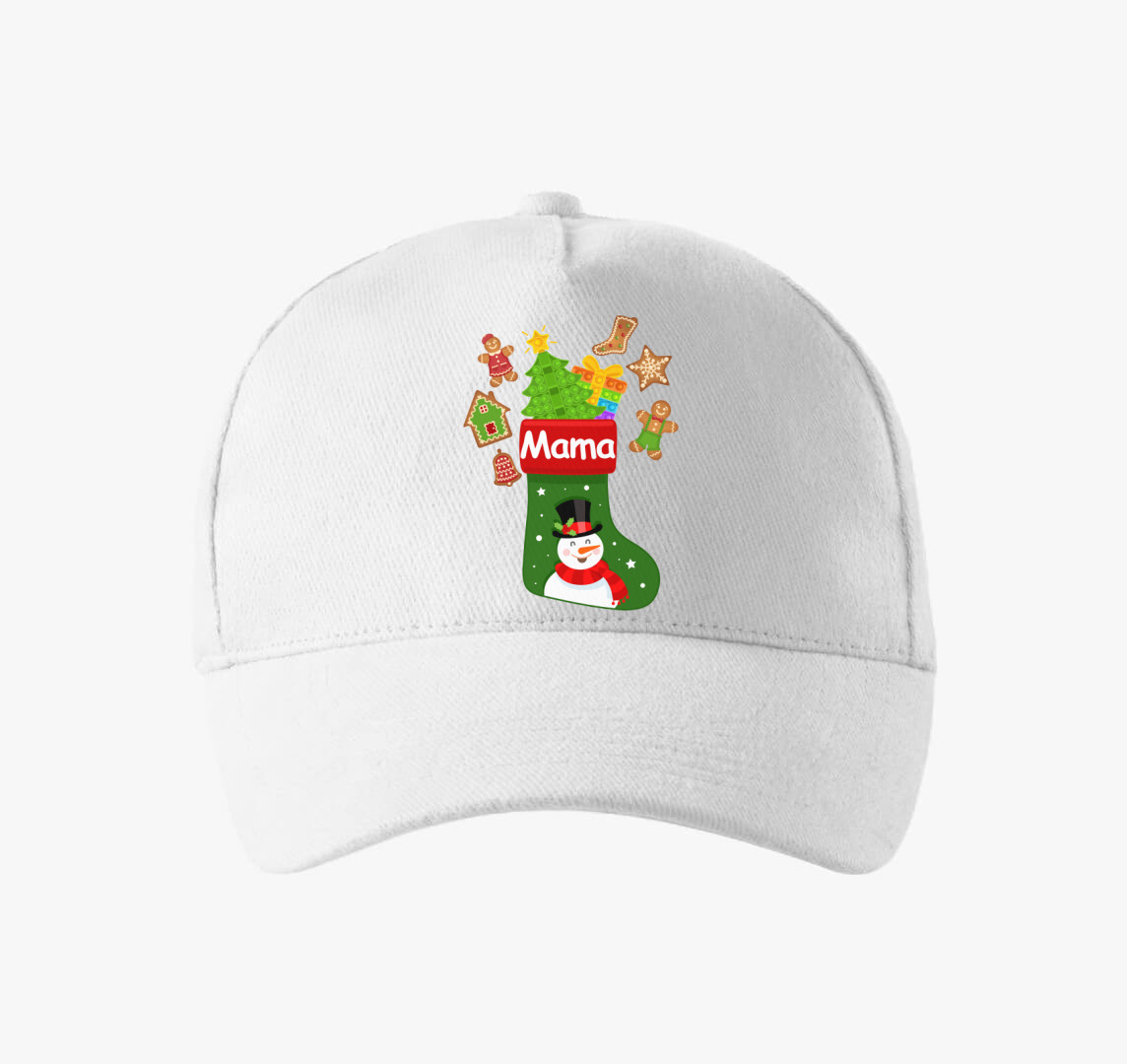 Mama karácsonyi zokni baseball sapka — Fehér