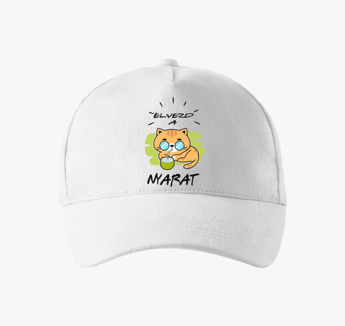 Nyaraló cicás baseball sapka — Fehér