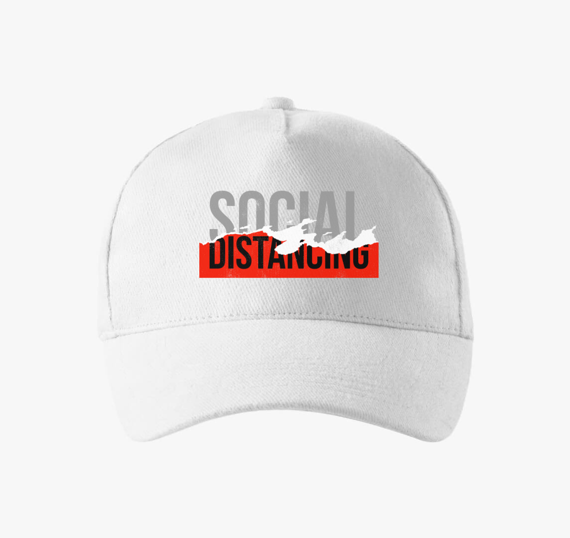 Social distancing baseball sapka — Fehér