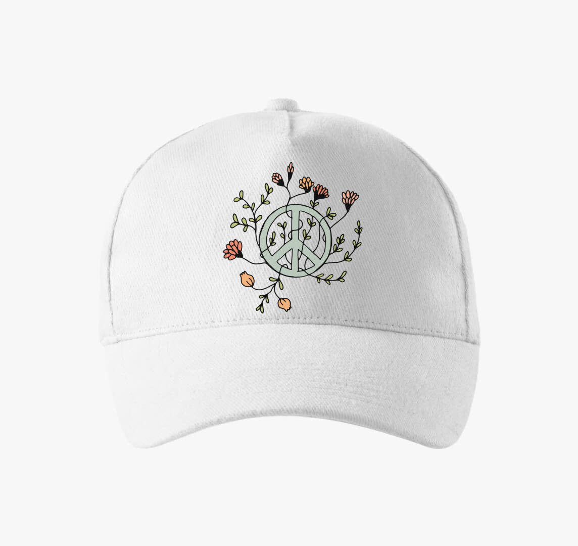 Békejeles színes baseball sapka — Fehér