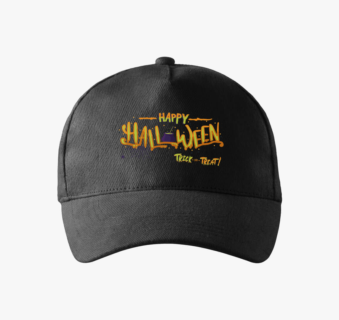 Happy Halloween Trick or Treat baseball sapka — Fekete