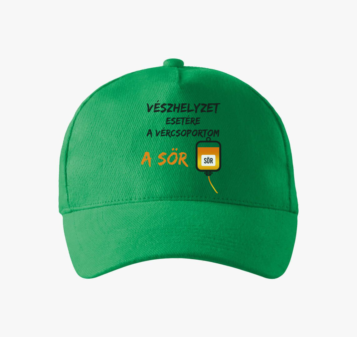 Vészhelyzet esetére a vércsoportom a sör baseball sapka — Fűzöld