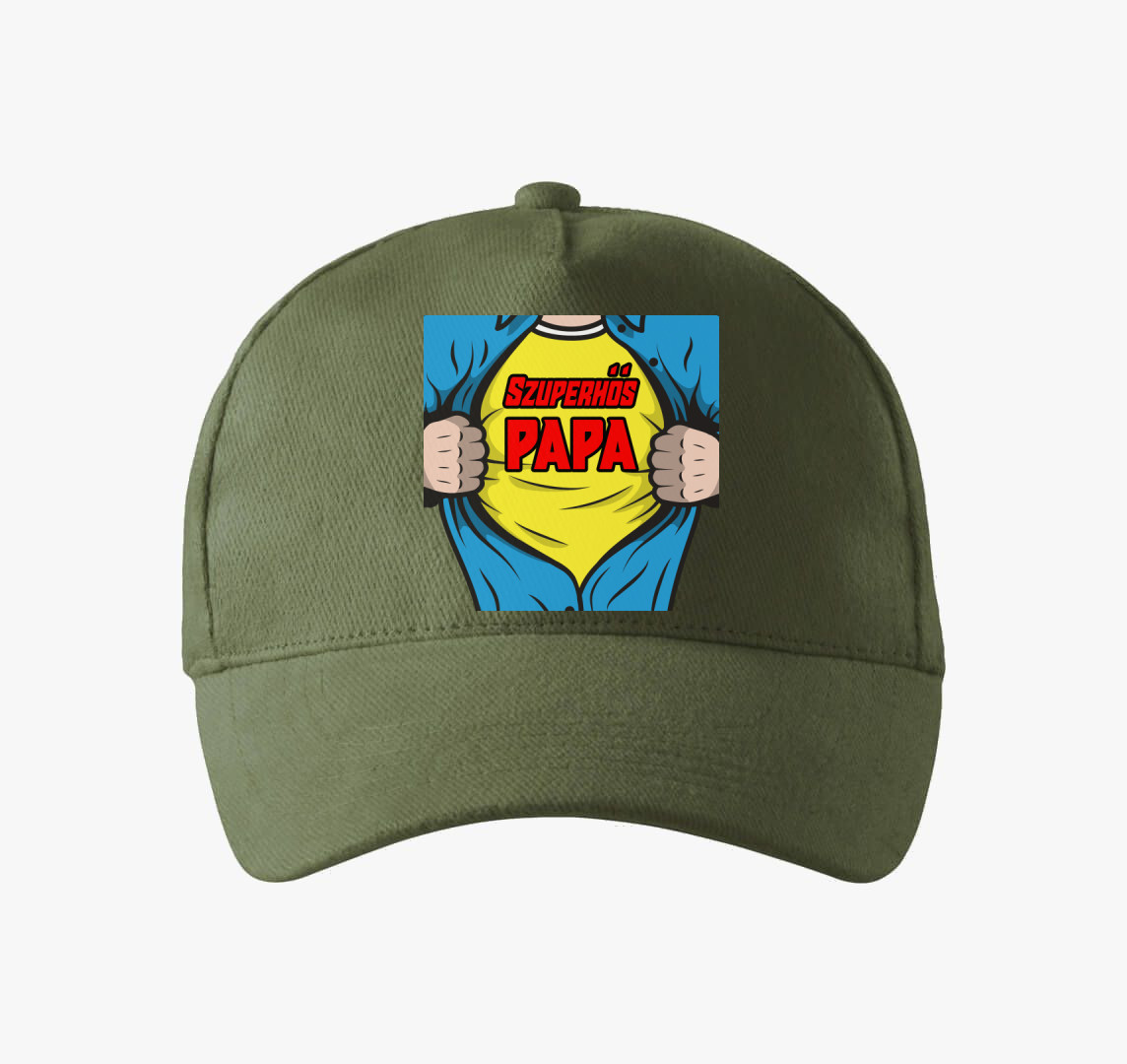 Szuperhős Papa baseball sapka — Khaki