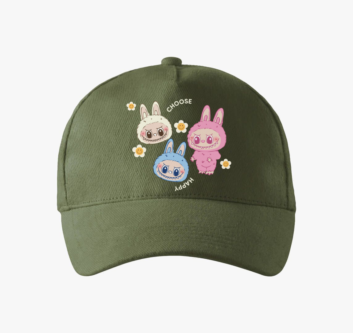 Positive Vibe labubu baseball sapka — Khaki