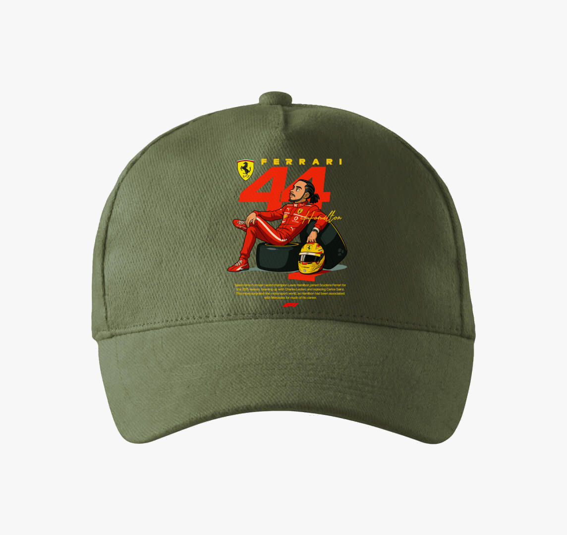 Lewis Hamilton Ferrari Rajz baseball sapka — Khaki