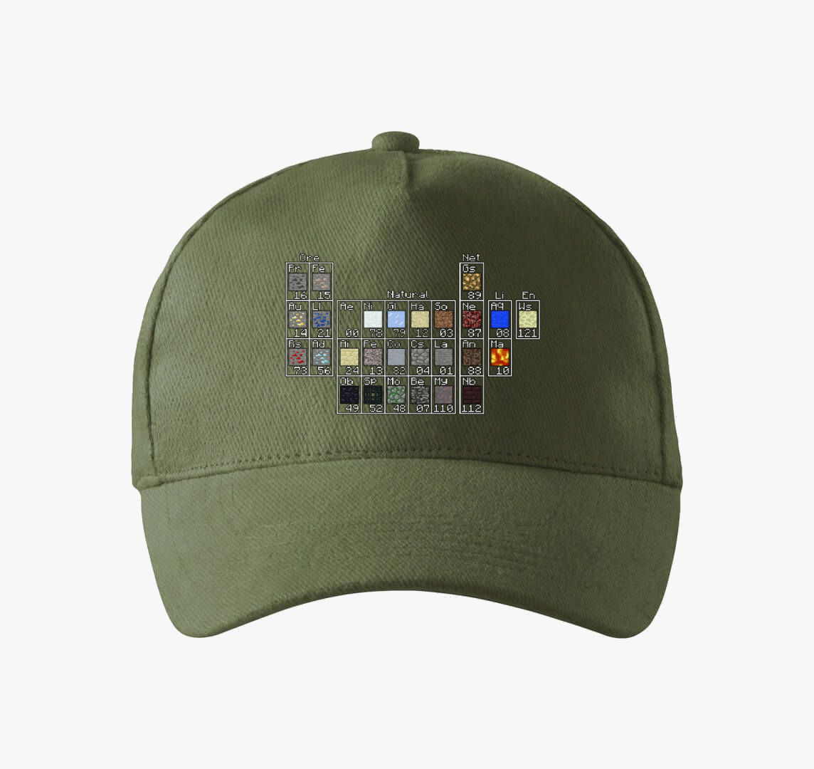Minecraft periódusos rendszer baseball sapka — Khaki
