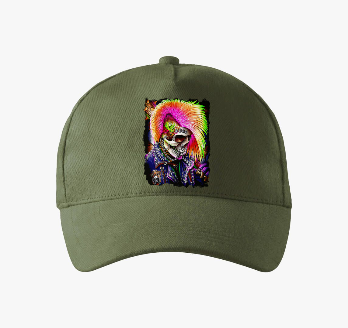 Színes punk koponya baseball sapka — Khaki