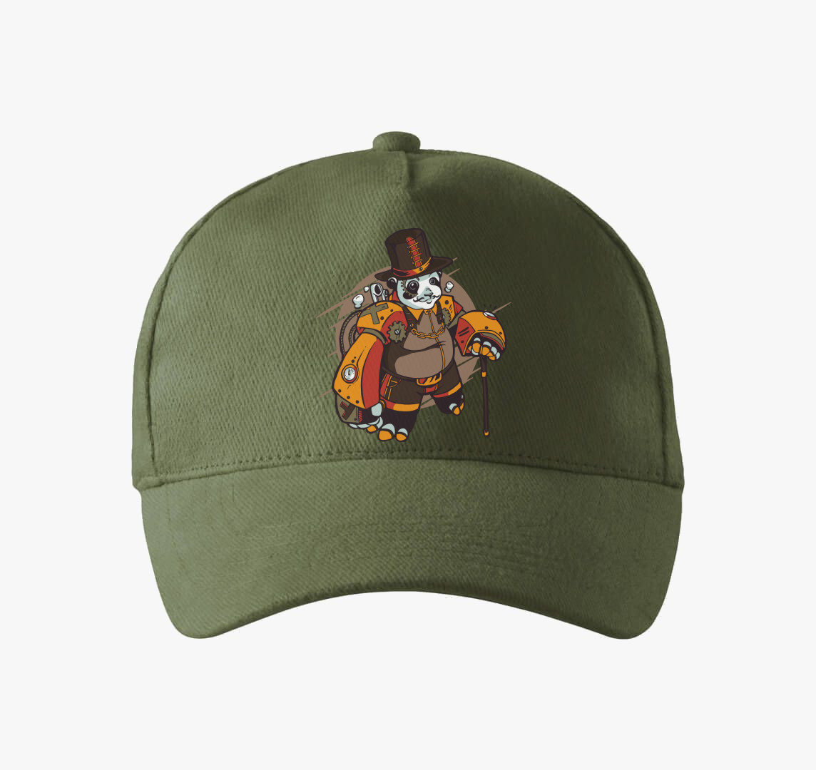 Steampunk Panda baseball sapka — Khaki