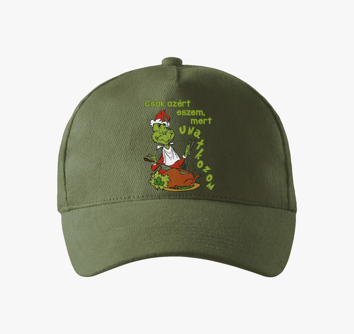 Azért eszem, mert unatkozom - Grincses baseball sapka — Khaki