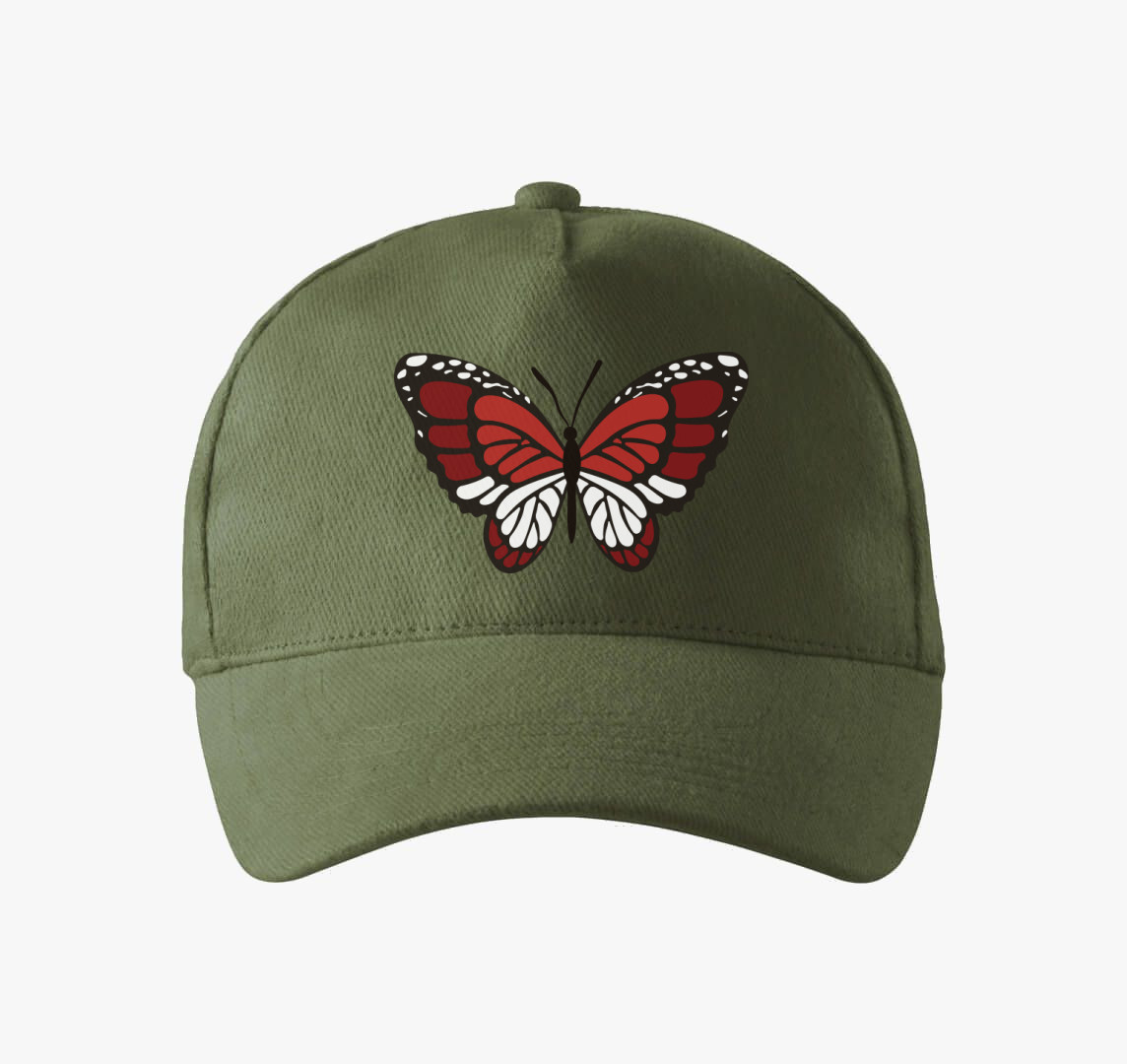 Gyönyörű piros pillangó baseball sapka — Khaki